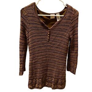 Emma James Brown Crochet Top over Tank Size Small